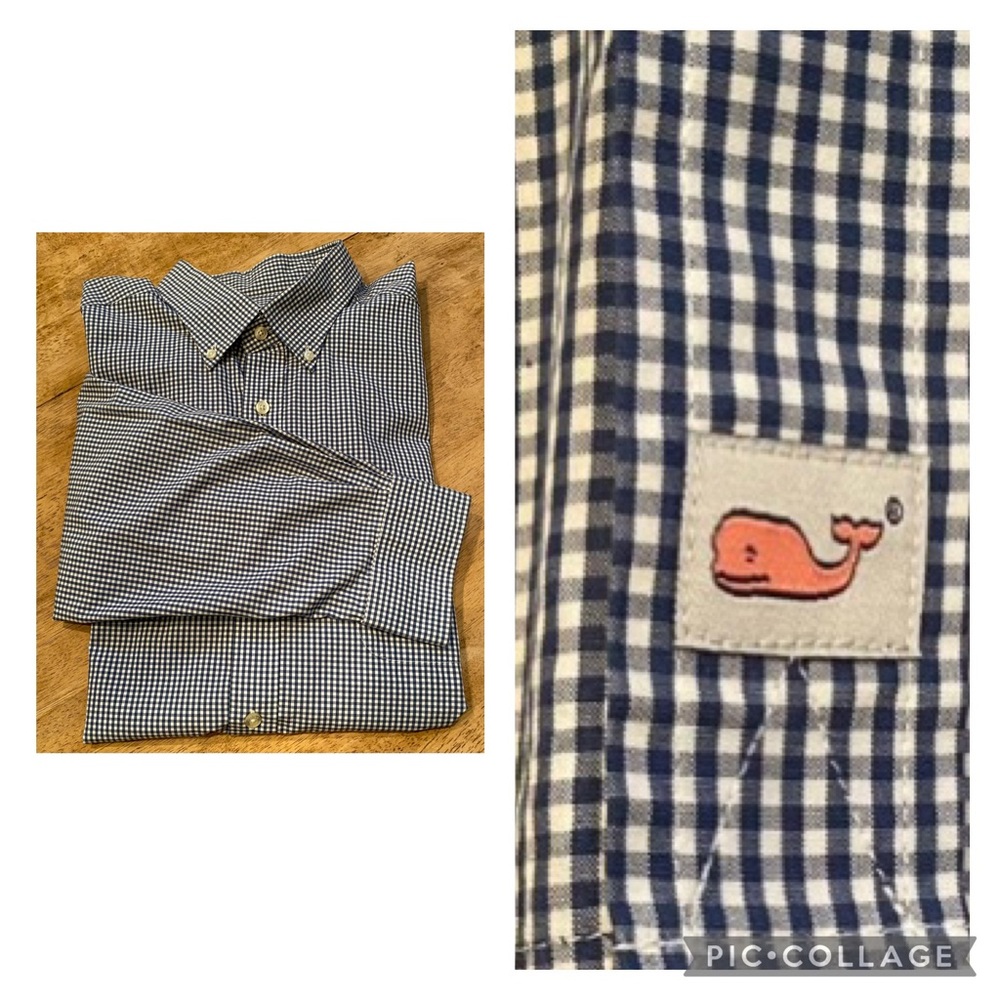 Vineyard Vines Men’s‎ XXL Slim Fit Murray Shirt Blue Gingham Button Down